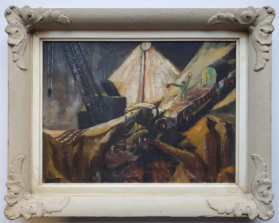 Gemälde Mischtechnik Öl Tempera Zug Nacht Ludwig Eichhof - Bild 1 von 4