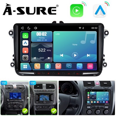 Für VW Golf 5 6 Plus Touran Caddy Jetta Autoradio Carplay Android Auto SWC FM BT