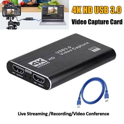 4K 60Hz Video Capture Card USB 3.0 HDMI Audio Grabber for Live Streaming Record