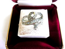 STERLING SILVER 925K HEART  LOVE COCKTAIL RING CRYSTALS SIZE 9