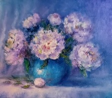 Original Oil Painting 'Peonies' Free Delivery, 12x10 Inch Canvas