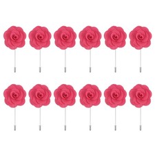 12Pcs Groom Boutonnieres Rose Boutonnieres Pins 3.5"x1.6" for Wedding Pink
