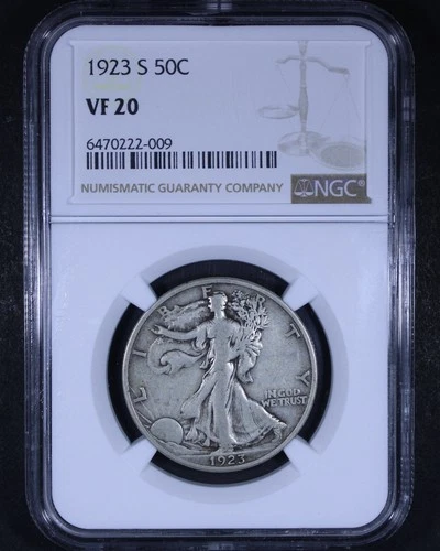 1923-S Walking Liberty Half Dollar - 50c NGC VF20 - Better Date Example!