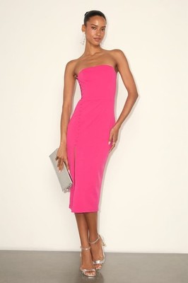LULUS Loving the Feeling Fuchsia Strapless Bodycon Midi Dress - Size Medium