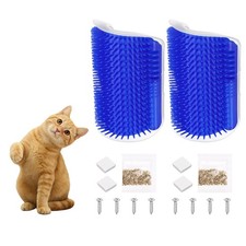 Self Grooming Cat Brush, Cat Self Groomer Scratcher with Catnip (2Pcs, S, Blue)