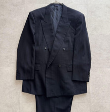 Christian Dior 90s Vintage Double Breasted Suit Set Navy Stripe AB7 Rare