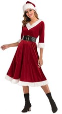 Dormstop Women Mrs Santa Claus Costume Elegant Sweetie Christmas Fancy Dress ...