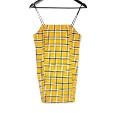 Urban Outfitters Plaid Slip Dress Yellow Black Medium EUC School Girl Style