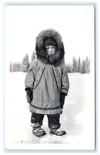 1958 Eskimo Boy from Barrow Alaska RPPC - Damaged