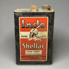Vintage Indo Shellac Tin Can Pure White One Gallon Southern Shellac Memphis TN