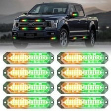 8pcs 12-led Ultra Slim Emergency Strobe Light Grill Flashing Ambergreen Fast Us