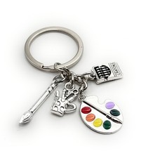Couleurs Peindre Boîte À Peinture Porte-Clés Pendentif En Métal Argenté