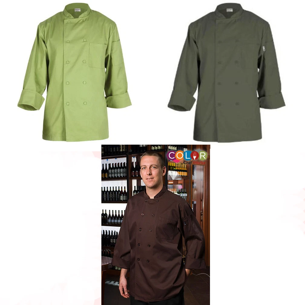 Chef Works Professional Colored Chef Coat Coats Unisex Olive Lime Brown Stone