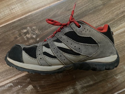 Colombia waterproof hiking shoes for kids brown/red for gilrs/boys size 1 - Picture 4 of 10