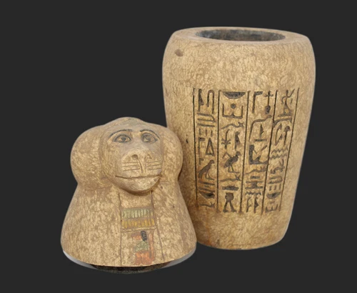 PHARAONIC ANCIENT EGYPTIAN BABOON CANOPIC Jars Old Egyptisn Mummification EGYCOM