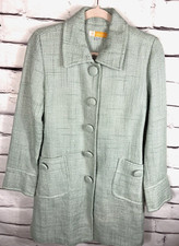 Anthropologietulle Size Large Light Green Tweed Long Sleeve Button Up Pea Coat