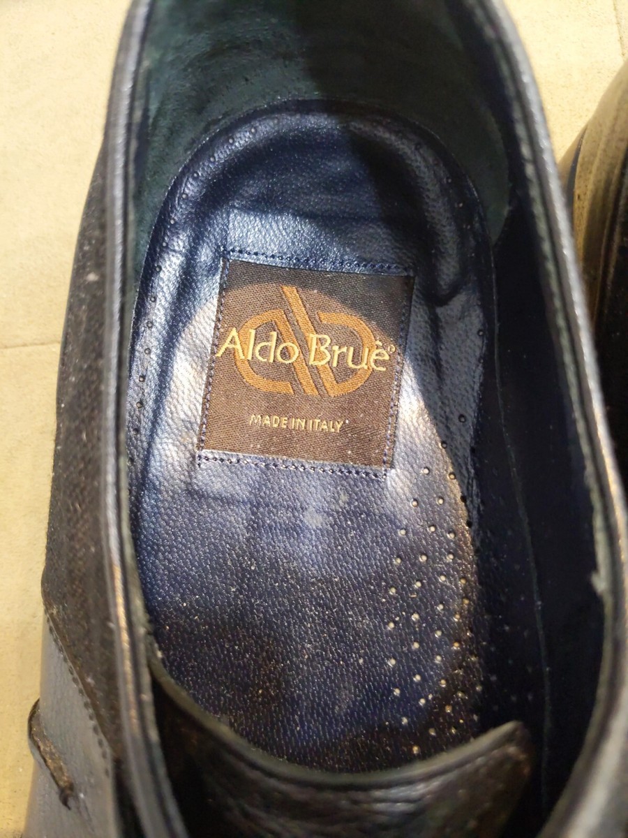 Aldo Brue Shoes Made In Italy Black Size 12 Leather/Canvas Aldo Brue Shoes Made In Italy Black Size 12 Leather/Canvas