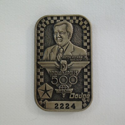 1991 Indianapolis 500 Silver Pit Badge Rick Mears 4 Win Marlboro Team Penske