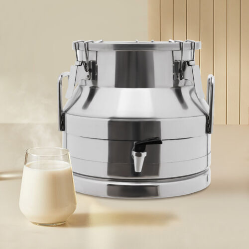 12L Milk Can Milk Storage Jug Transport Sealed Bucket Stainless Steel w/a Faucet