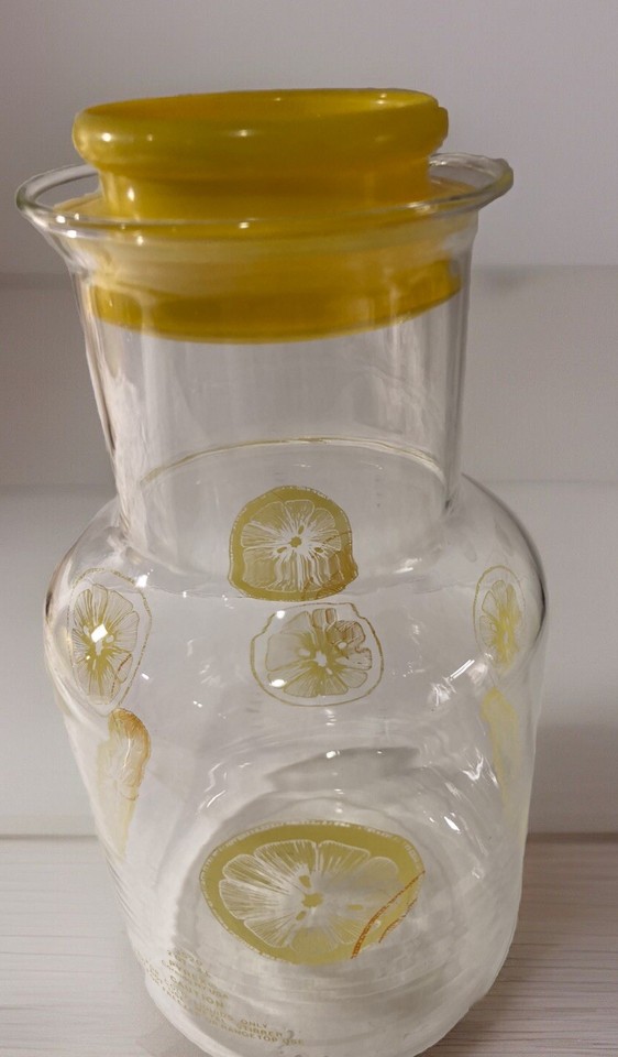 Vintage Pyrex 3520 Glass Juice Pitcher Carafe Oranges Lemons 2 Quart ...