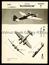 WWII Aircraft ID Poster, Bristol Blenheim Mk IV, Art Print on 11x14" 09167