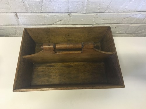 Antique AAFA Primitive Wood Kitchen Knife Box Tray w/ Handle - Picture 2 of 9