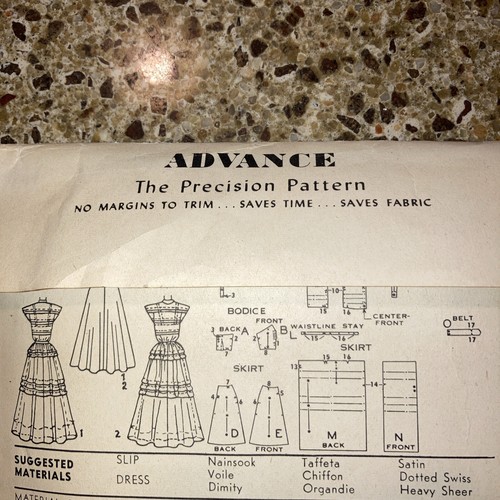 Advance 1950’s Dress Pattern Uncut Size 12 Bust 30 Hip 33 - Picture 3 of 3