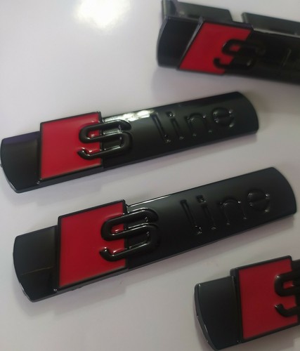 KIT 5PZ AUDI S-LINE NERO BLACK ADESIVO LOGO STEMMA BADGE A1 A3 A4 A5 A6 Q3 Q5 - Imagen 3 de 10