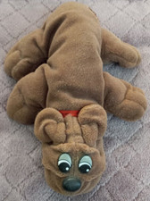 Vintage Tonka POUND PUPPY 8" Brown with Short Ears  Red Collar 1980's Adorable 