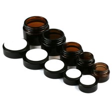 10/20/30/50g Thick Amber Glass Cream Jar Makeup Container Bottle 3/5/10pcs
