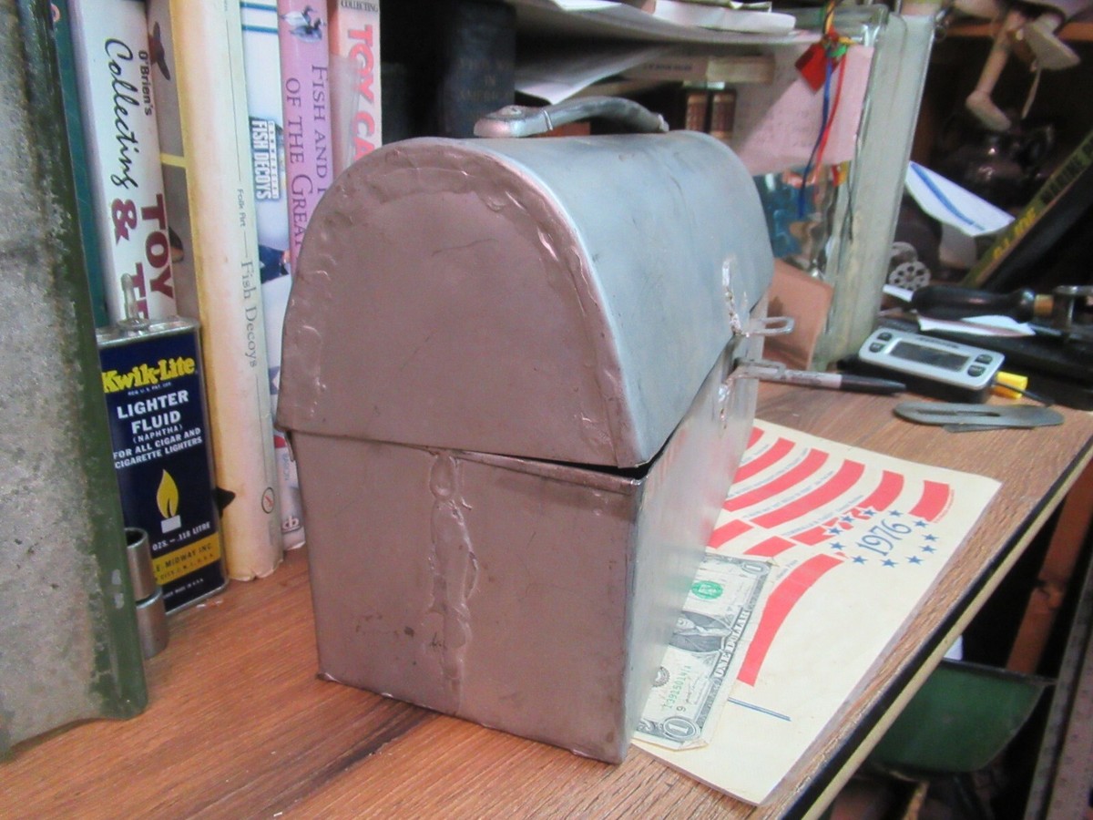 DOME METAL TOOL LUNCH BOX PAIL COAL MINERS STEEL HOME MADE 1900