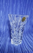 Lead Crystal Vase Hexagon with X Cuts 7" Tall Made in France Cristal, w Label