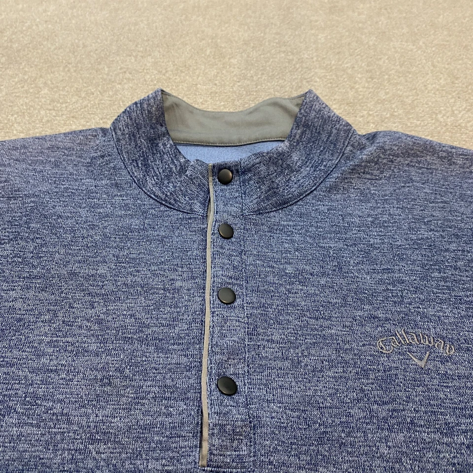Suéter Callaway Para Hombres XXL Azul Rendimiento Elástico Pullover 1/4 Botón Golf Foto 2 de 4