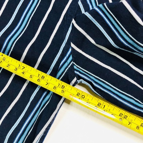 French Connection Mens Blue Striped Y2K Long Sleeve Shirt Size Medium - Picture 13 of 15