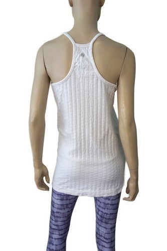 ATHLETA sz L Long Length Sweat Life Textured White Racerback Tank Top BRAND NEW - Picture 2 of 4