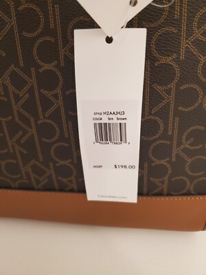 Calvin Klein Womens Medium Tote Handbag Bonus Card Case CK Logo  