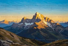 MOUNTAIN LANDSCAPE ART PRINT, Cottagecore Nature Decor, Peak Snow Poster G040