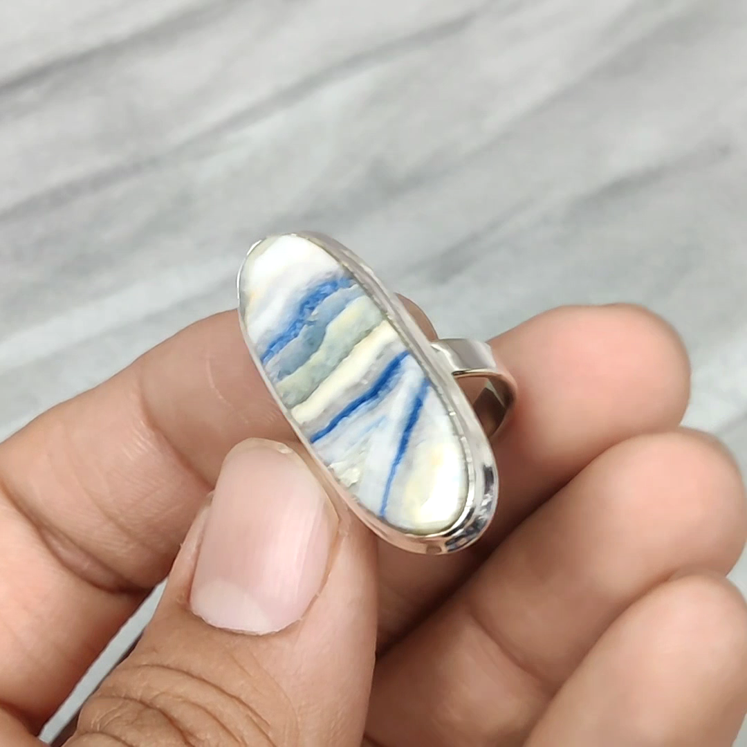 Blue Rhodonite Gemstone 925Sterling Silver Handmade Ring