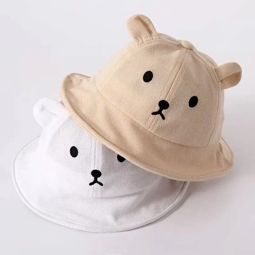Cute Bear Baby Bucket Hat with Ears | Cotton Kids Sun Hat Summer Outdoor Cap - Picture 3 of 6