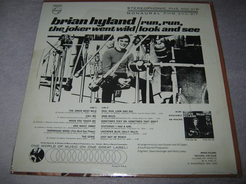 BRIAN HYLAND The Joker Went Wild Run Look and See ORIGINAL SEALED New Vinyl LP - Picture 4 of 5