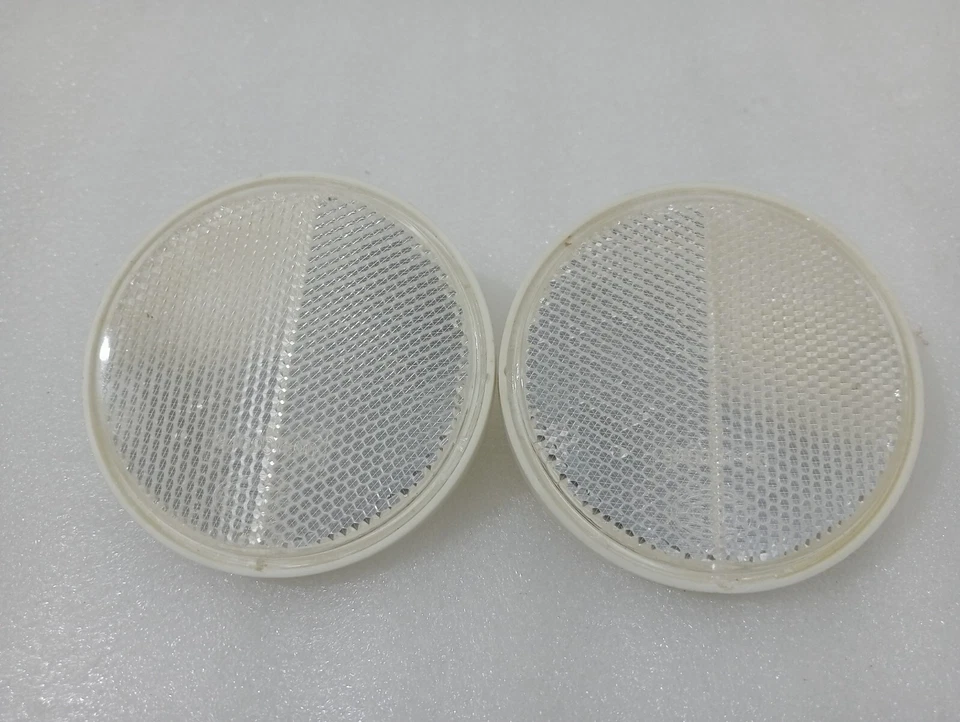 Hella Round Reflex Reflector White Pair 90mm Caravan For Jeeps Tractor |Fit For Foto 3 de 4