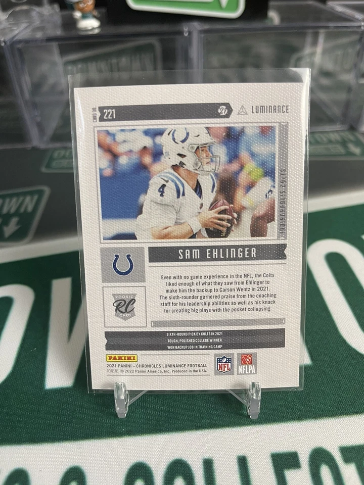 2021 Panini Chronicles Football SAM EHLINGER RC Luminance #221 COLTS Purple /49 - Image 2 of 2