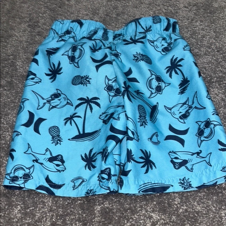Hurley Blue Shark Print Swim Shorts size 4 - Image 4 of 4
