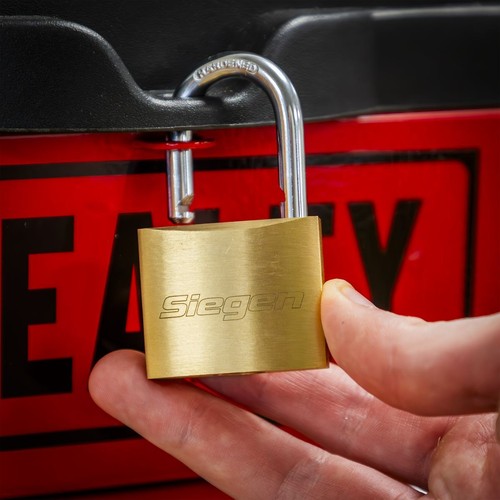 Siegen Padlock 4pk with Brass Cylinder 40mm Keyed Alike Brass Body Sealey - Picture 11 of 11