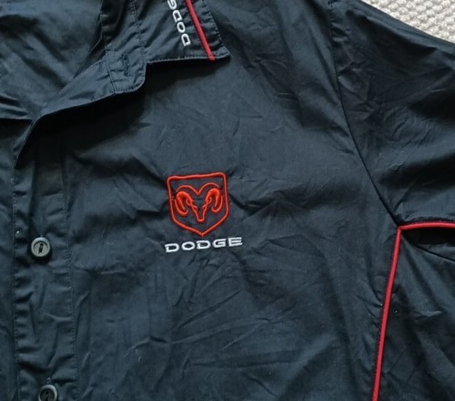 Dodge Motorsport Button Up Shirt Size XXL Black Red Work Shop Shirt Short Sleeve - Picture 2 of 10
