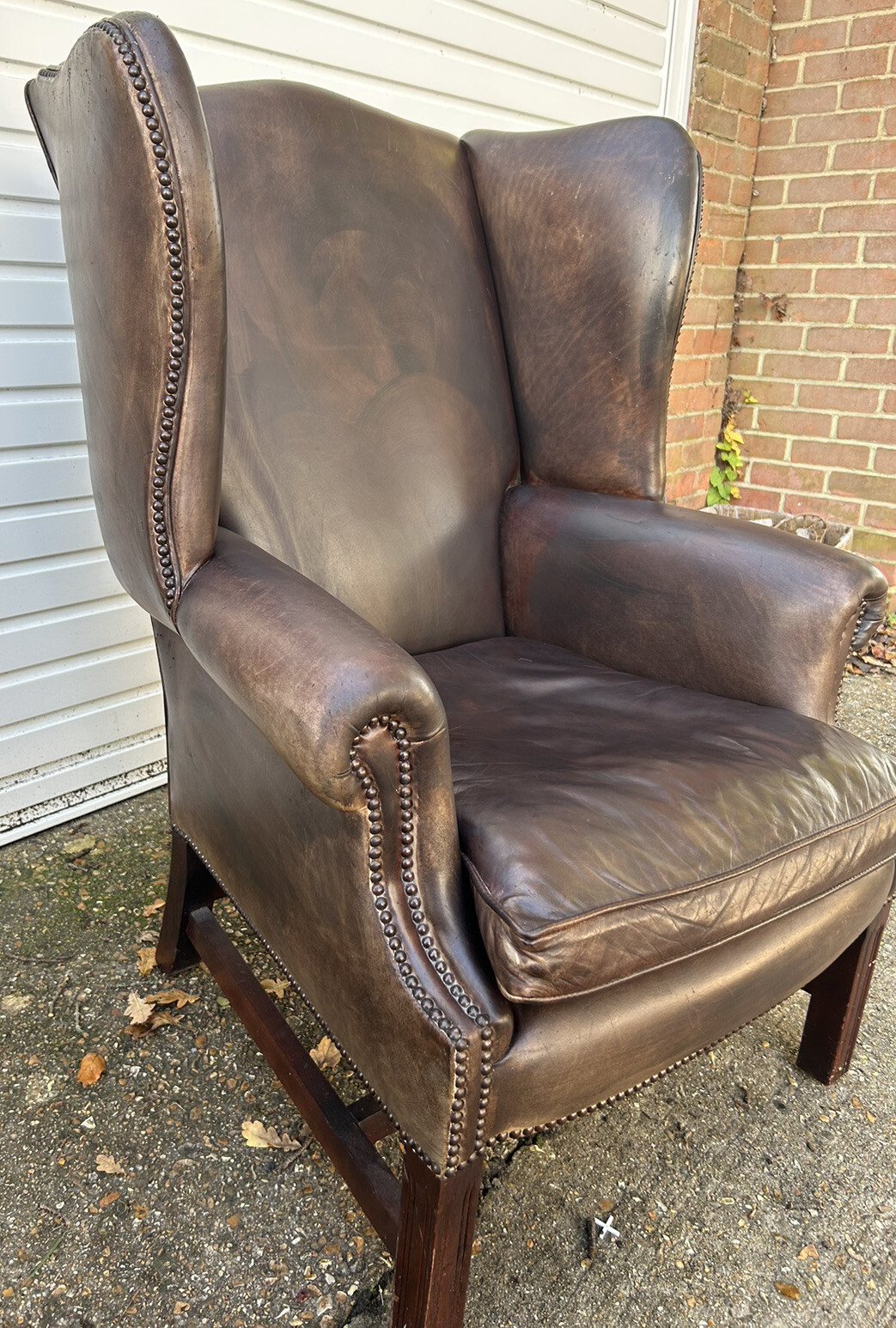 Brown Leather Wingback Armchair eBay