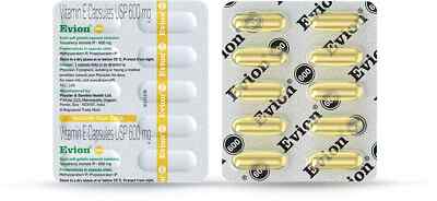 Evion Vitamin E 600 mg (50 Capsules) For Face Hair Acne Nails