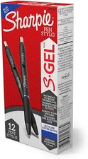 Sharpie S-Gel, Gel Pens, Medium Point (0.7mm), Blue Ink Gel Pen, 12 Count