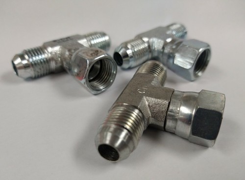 3/8" JIC TO 3/8" JIC TO 3/8" FJIC SWIVEL TEE FITTINGS (LOT OF 3) 6600-06-06-06 - Picture 2 of 2