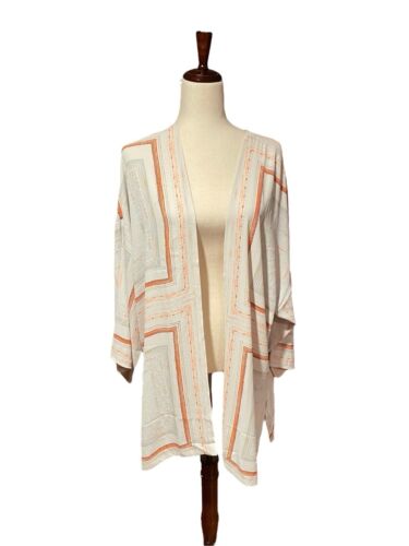NEW Large XL Chicos Kimono Cardigan Womens Ruana Shawl Lightweight Beige